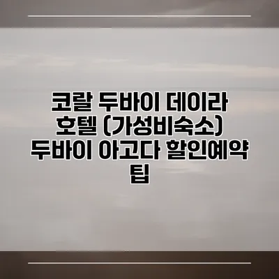 코랄 두바이 데이라 호텔 (가성비숙소) 두바이 아고다 할인예약 팁