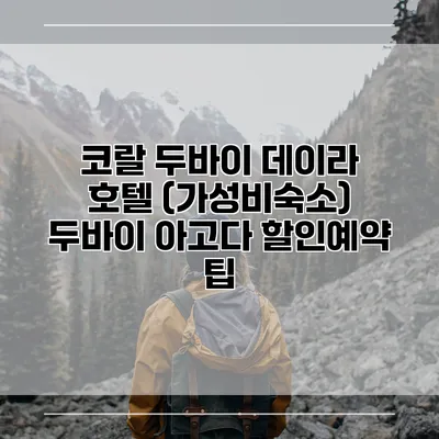 코랄 두바이 데이라 호텔 (가성비숙소) 두바이 아고다 할인예약 팁