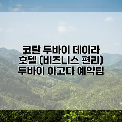 코랄 두바이 데이라 호텔 (비즈니스 편리) 두바이 아고다 예약팁