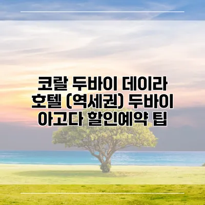 코랄 두바이 데이라 호텔 (역세권) 두바이 아고다 할인예약 팁