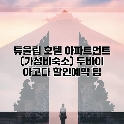 튜울립 호텔 아파트먼트 (가성비숙소) 두바이 아고다 할인예약 팁