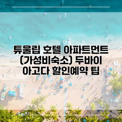 튜울립 호텔 아파트먼트 (가성비숙소) 두바이 아고다 할인예약 팁