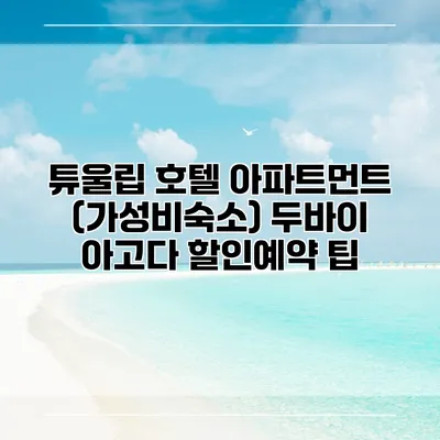 튜울립 호텔 아파트먼트 (가성비숙소) 두바이 아고다 할인예약 팁