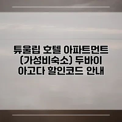 튜울립 호텔 아파트먼트 (가성비숙소) 두바이 아고다 할인코드 안내