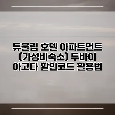 튜울립 호텔 아파트먼트 (가성비숙소) 두바이 아고다 할인코드 활용법