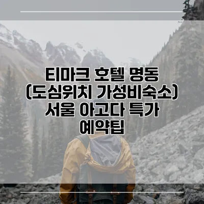 티마크 호텔 명동 (도심위치 가성비숙소) 서울 아고다 특가 예약팁