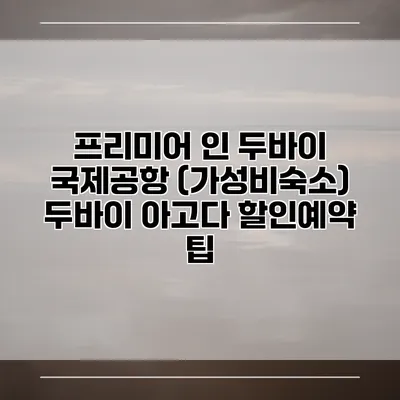 프리미어 인 두바이 국제공항 (가성비숙소) 두바이 아고다 할인예약 팁