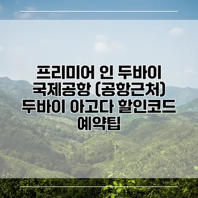 프리미어 인 두바이 국제공항 (공항근처) 두바이 아고다 할인코드 예약팁