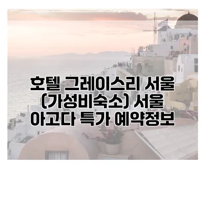 호텔 그레이스리 서울 (가성비숙소) 서울 아고다 특가 예약정보