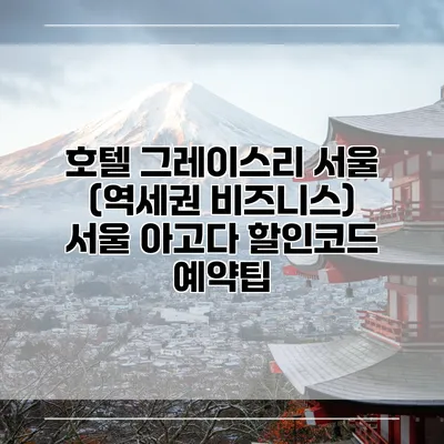 호텔 그레이스리 서울 (역세권 비즈니스) 서울 아고다 할인코드 예약팁