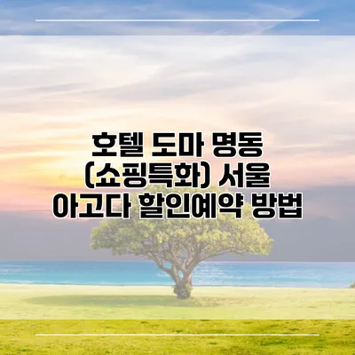 호텔 도마 명동 (쇼핑특화) 서울 아고다 할인예약 방법