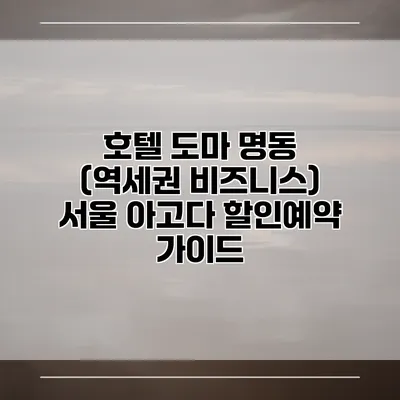 호텔 도마 명동 (역세권 비즈니스) 서울 아고다 할인예약 가이드