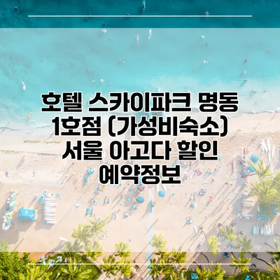 호텔 스카이파크 명동 1호점 (가성비숙소) 서울 아고다 할인 예약정보