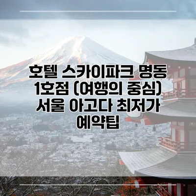 호텔 스카이파크 명동 1호점 (여행의 중심) 서울 아고다 최저가 예약팁