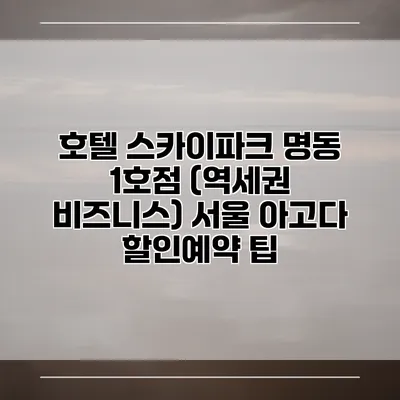 호텔 스카이파크 명동 1호점 (역세권 비즈니스) 서울 아고다 할인예약 팁