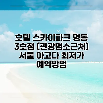 호텔 스카이파크 명동 3호점 (관광명소근처) 서울 아고다 최저가 예약방법