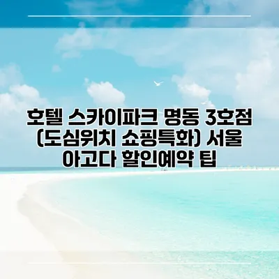 호텔 스카이파크 명동 3호점 (도심위치 쇼핑특화) 서울 아고다 할인예약 팁