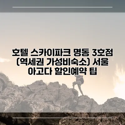 호텔 스카이파크 명동 3호점 (역세권 가성비숙소) 서울 아고다 할인예약 팁