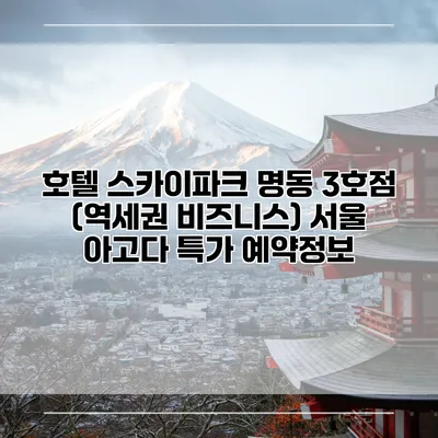 호텔 스카이파크 명동 3호점 (역세권 비즈니스) 서울 아고다 특가 예약정보