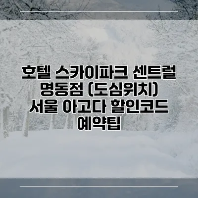 호텔 스카이파크 센트럴 명동점 (도심위치) 서울 아고다 할인코드 예약팁