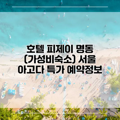 호텔 피제이 명동 (가성비숙소) 서울 아고다 특가 예약정보