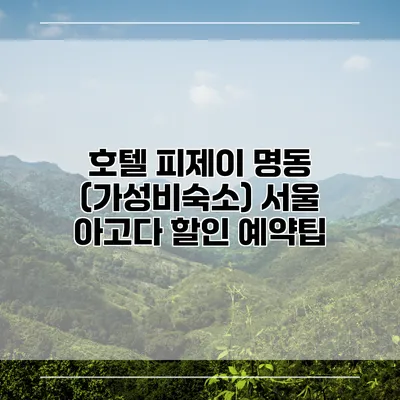 호텔 피제이 명동 (가성비숙소) 서울 아고다 할인 예약팁