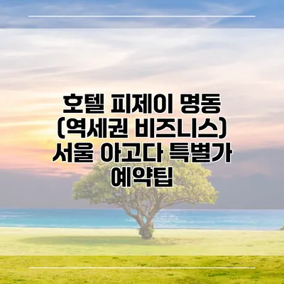 호텔 피제이 명동 (역세권 비즈니스) 서울 아고다 특별가 예약팁